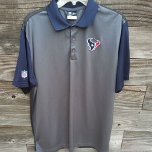 Men's NFL Onfield Apparel Gray and Blue Houston Texans Polo Shirt Size XL